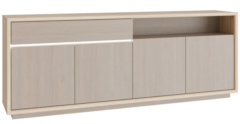 Sideboard Kommode FICAR mit LED Dekor: Riva Eiche / Imbiah Pine, Forte