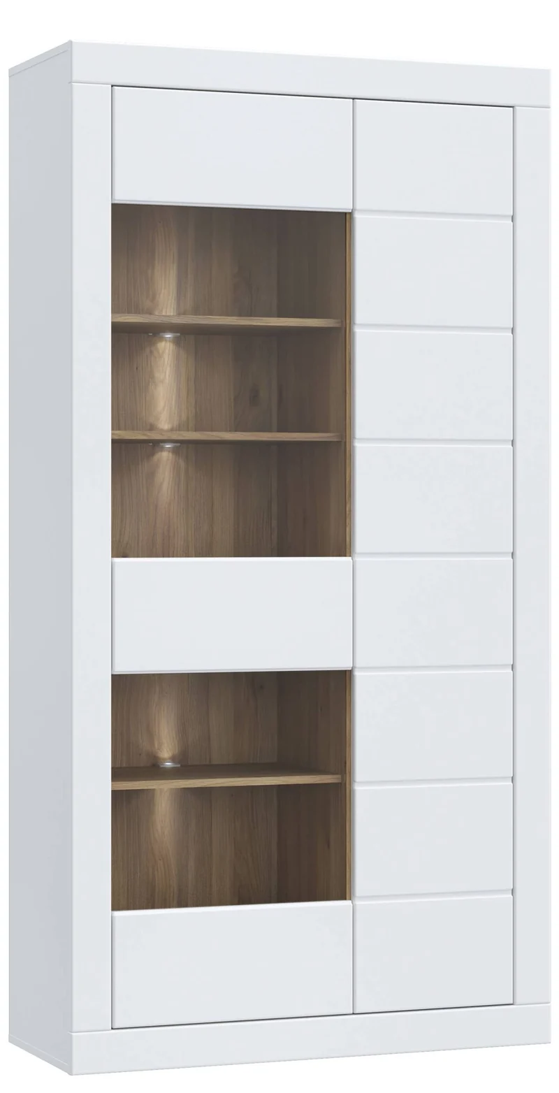 Vitrinenschrank Vitrine LEFKADAS Weiß seidenmatt 2 Türen, von Forte