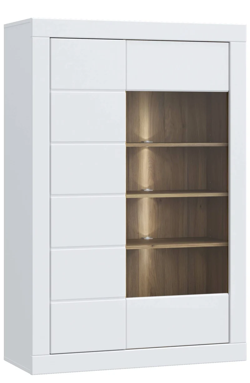 Highboard Vitrine LEFKADAS Weiß seidenmatt 2 Türen, von Forte