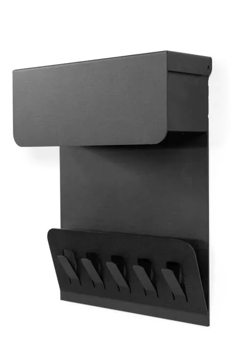 Wandgarderobe KEEPER Schwarz Garderobe 5 Haken und Klappe, von Spinder