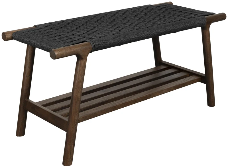 Sitzbank Kintaro Walnuss | Japandi-Design & Seilgeflecht