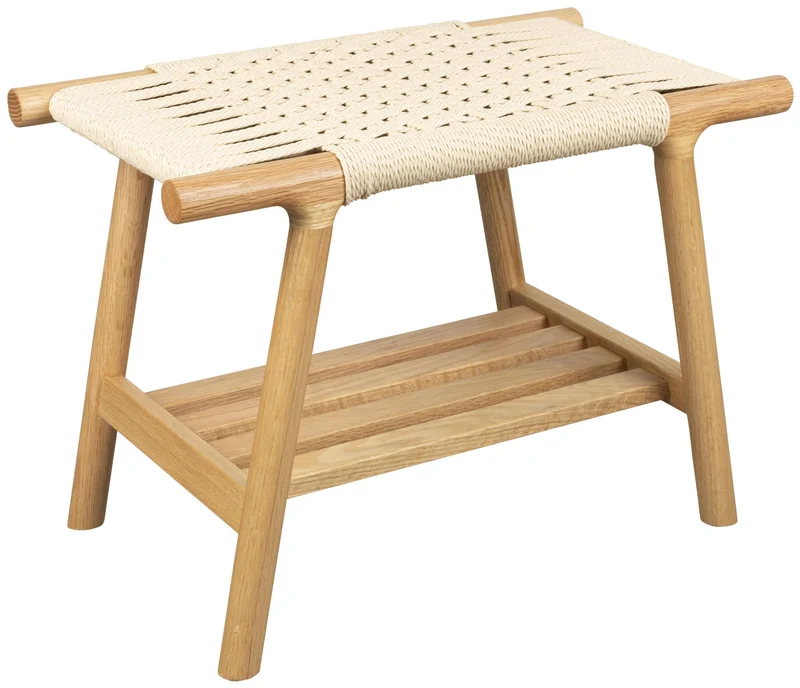 Sitzbank Hocker Kintaro aus Eiche | Japandi-Design mit Seilgeflecht