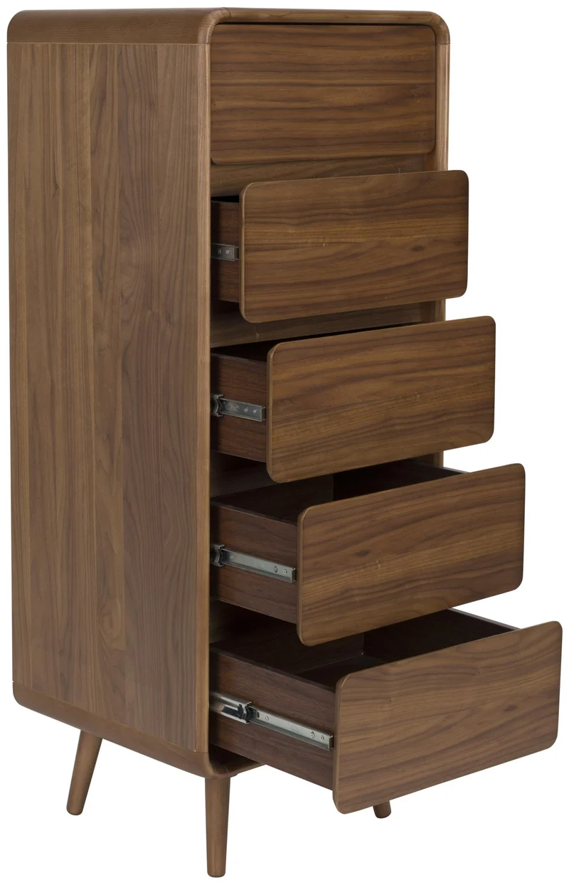 Schrank Kommode RISE Walnuss von ZUIVER mit 5 Schubkästen