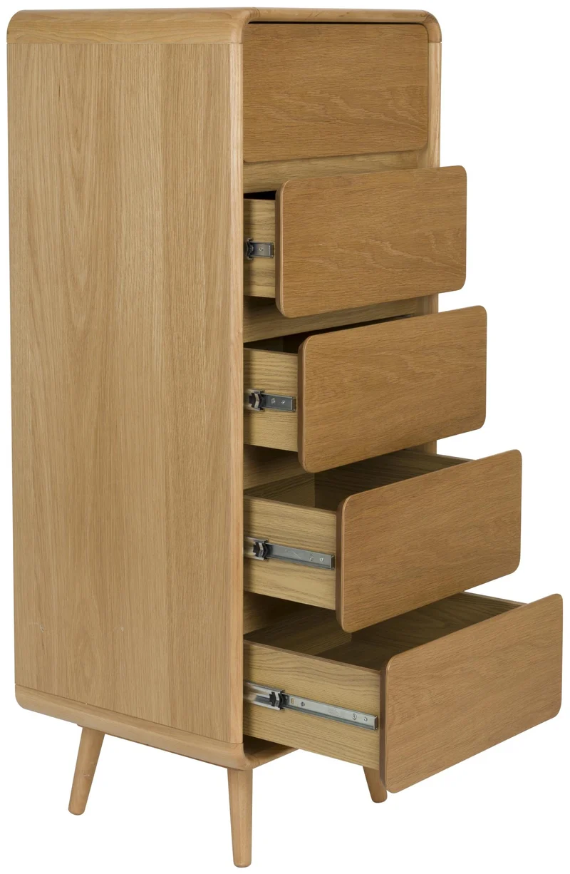 Schrank Kommode RISE Natural von ZUIVER mit 5 Schubkästen