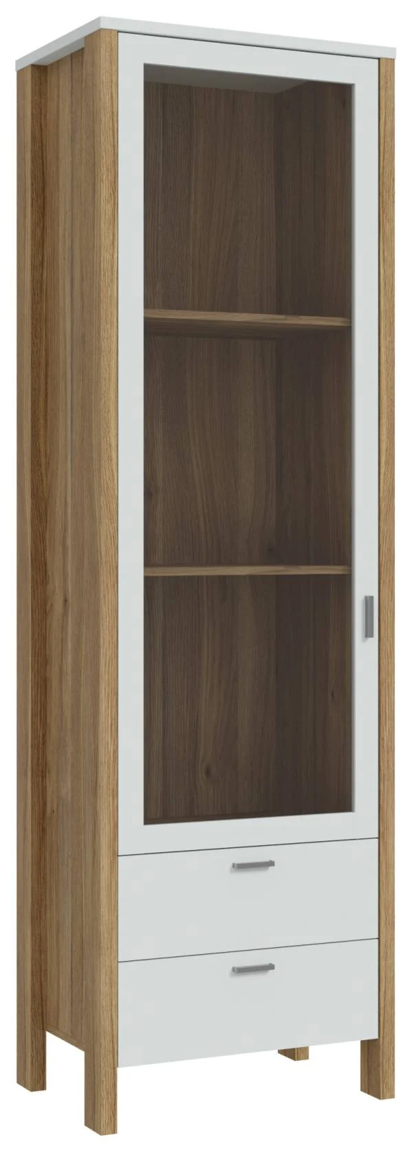 Vitrine SAITAMA Schrank mit Glastür Dekor: Secret Grey und Eiche Optik