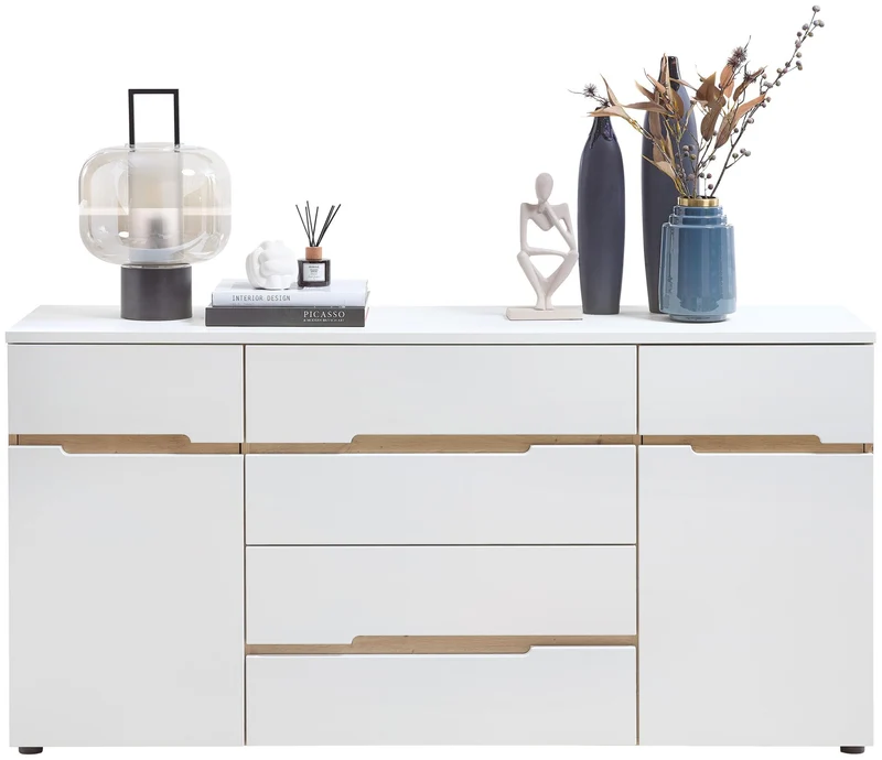 Sideboard MEMPHIS Weiß mit Artisan Eiche Nachbildung