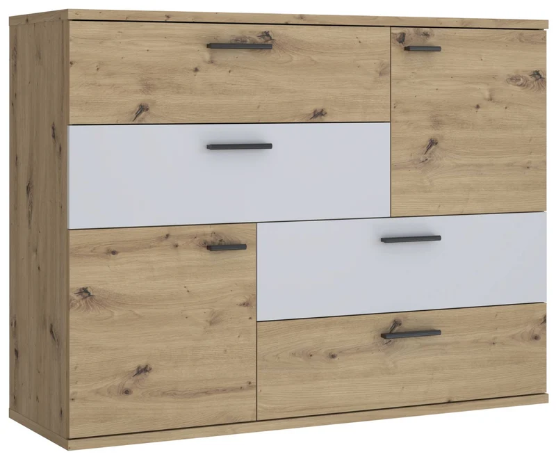 Kommode SKIVE Optik: Artisan Eiche / Secret Grey 2-trg. 4 Schubladen
