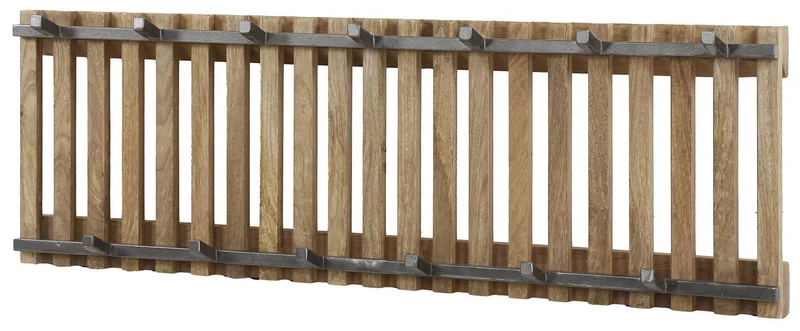 Wandgarderobe Garderobenpaneel TWEAK 13 Haken Mango Holz und Stahl