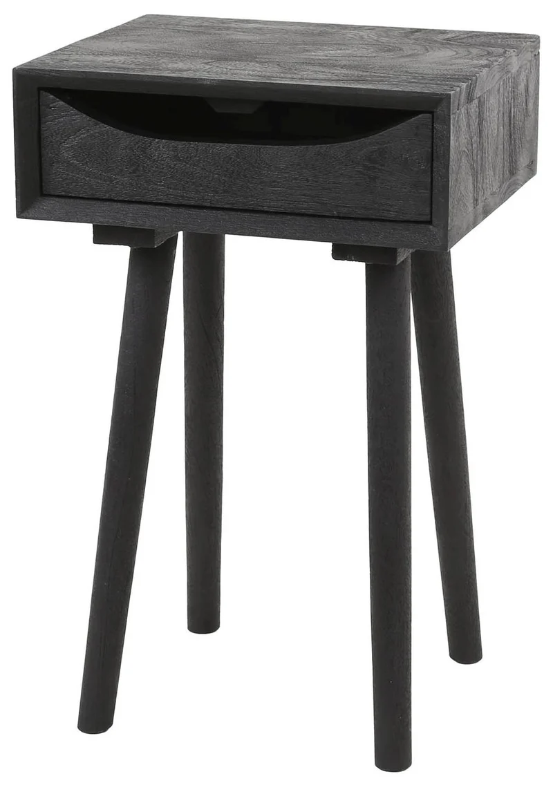 Nachtkommode SLEEK Beistelltisch Akazienholz Schwarz