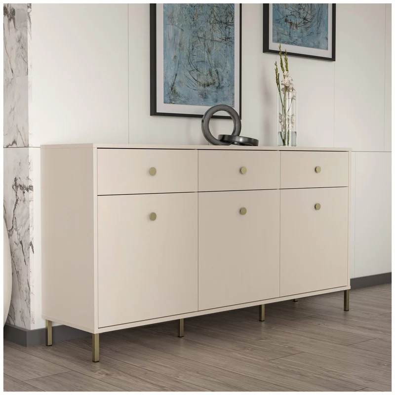 Sideboard SALVATRICE in Sand-Optik mit 3 Türen 3 Schubladen, von Forte