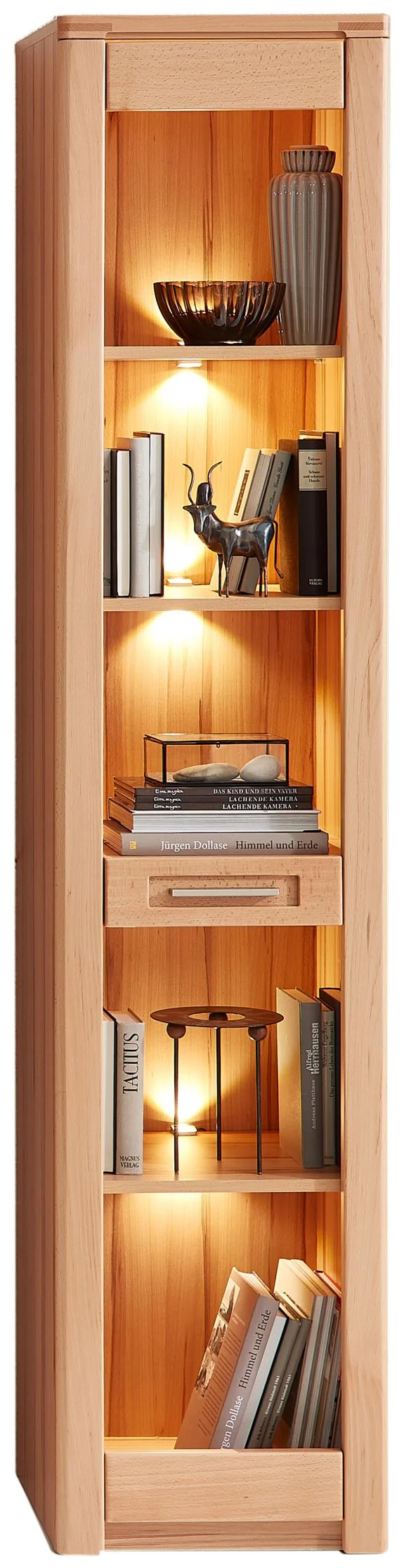 Regal NATURE ONE Front Kernbuche Massivholz - mit LED Beleuchtung
