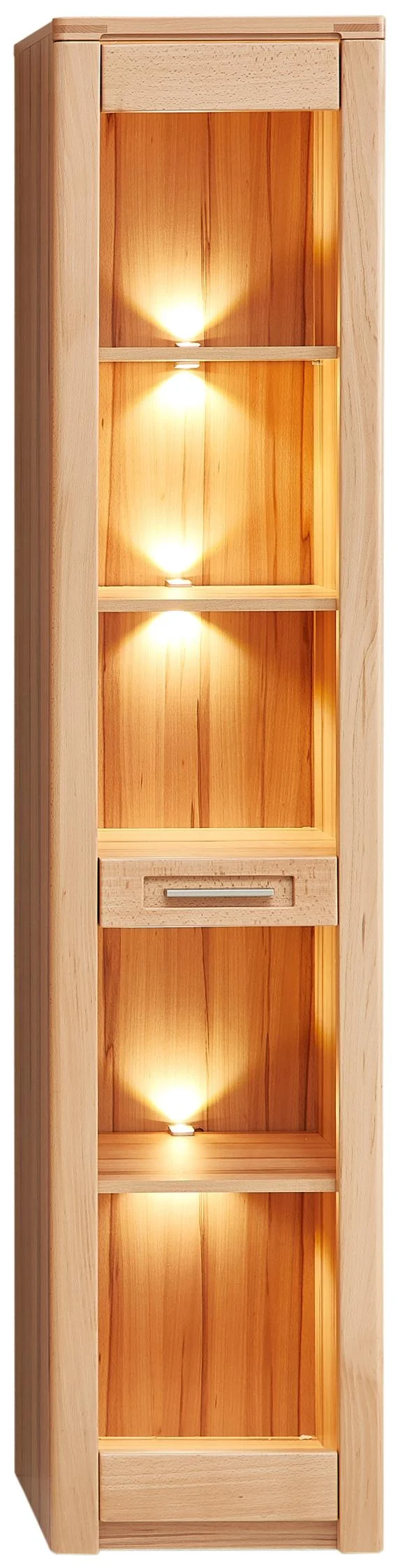 Vitrine 1-türig NATURE ONE Front Kernbuche Massivholz - mit LED