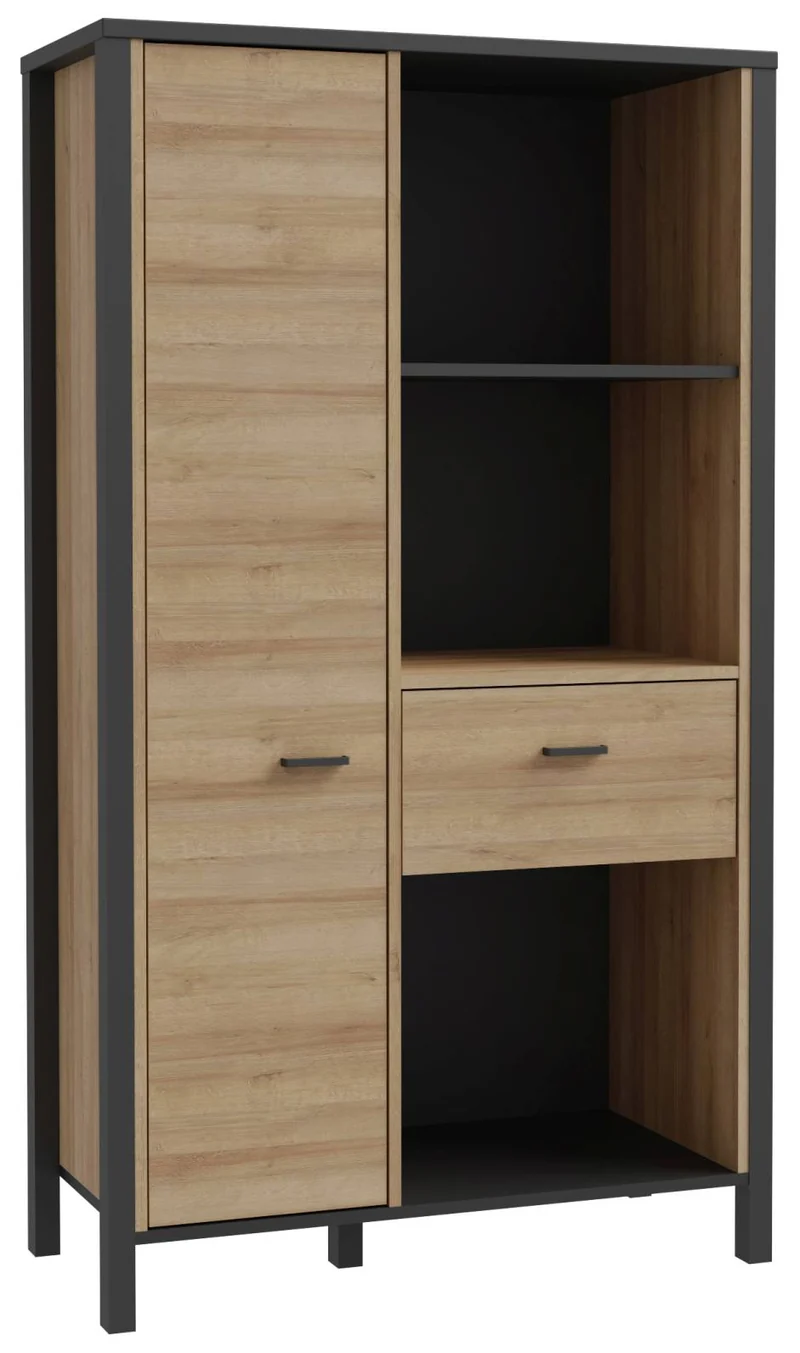 Highboard Regal HIGH ROCK Riviera Eiche Optik / Schwarz, von Forte