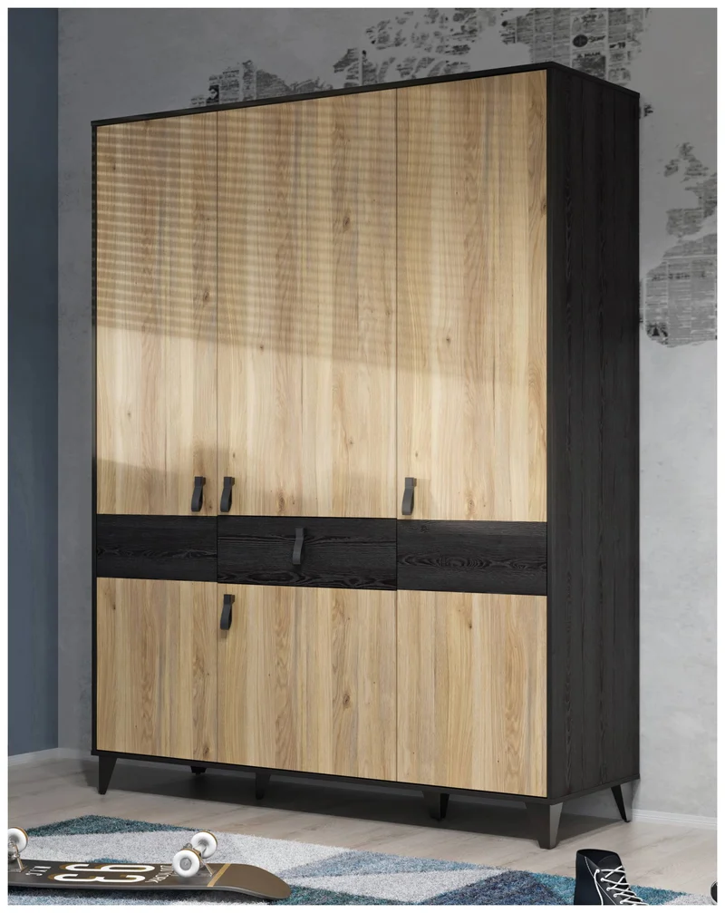 Kleiderschrank LYA 4-trg. 1 Schublade Optik: Mauvella / Cabezone Eiche