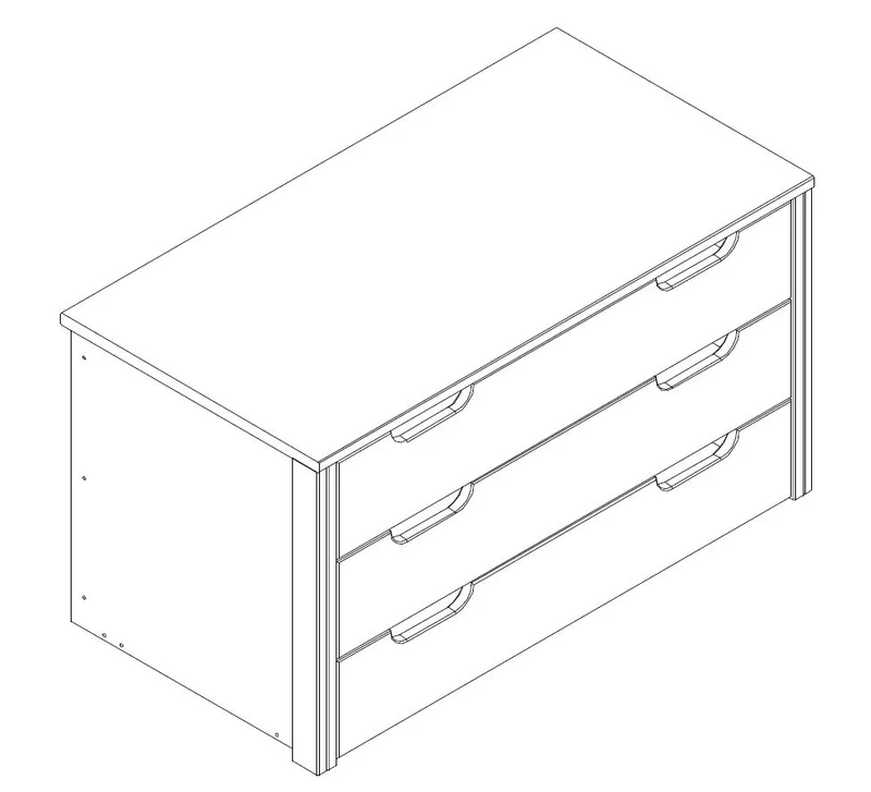 Schubladenblock 97 cm Kernbuche passend zum 2-trg Schrank ILVA, HALVAR