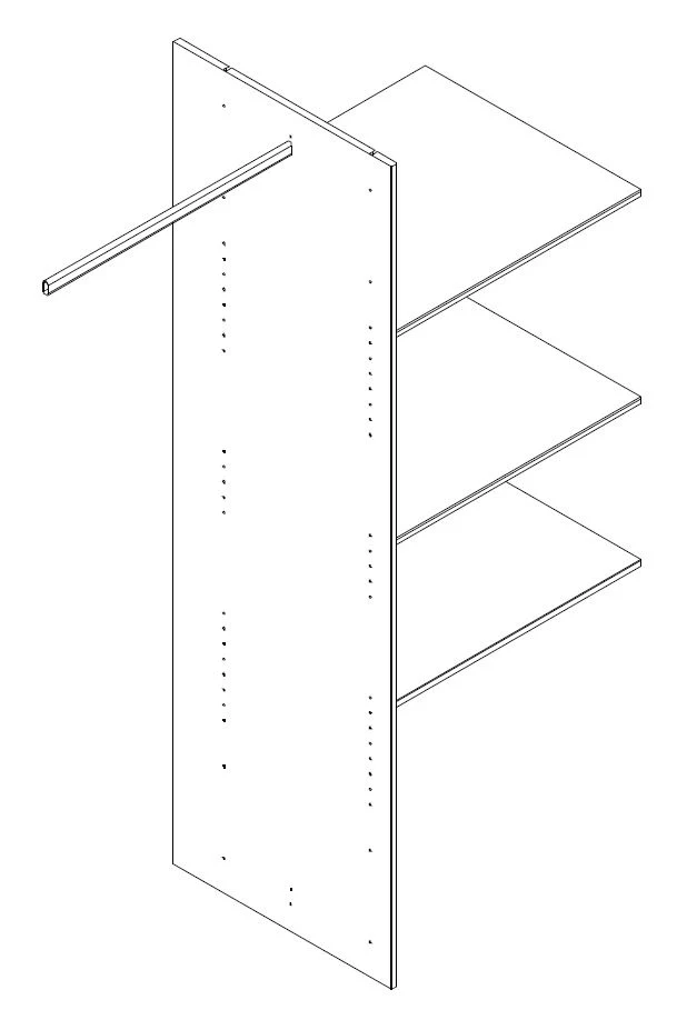 Inneneinteilung 97 cm Eiche für Schränke 3 + 4 Türen breites Element