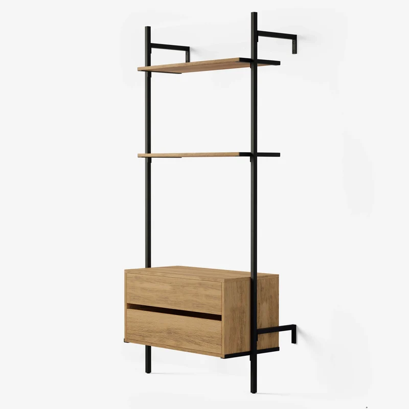 Frame Walk-In 1 Reihe Kleiderstangensystem - (2 Regale + 1 Kommode)