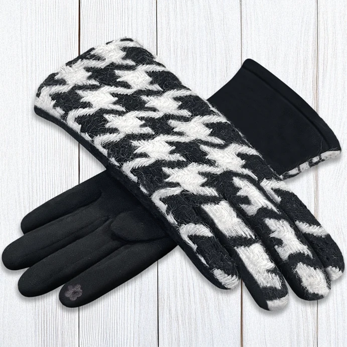 Handschuhe mit Hahnentrittmuster
