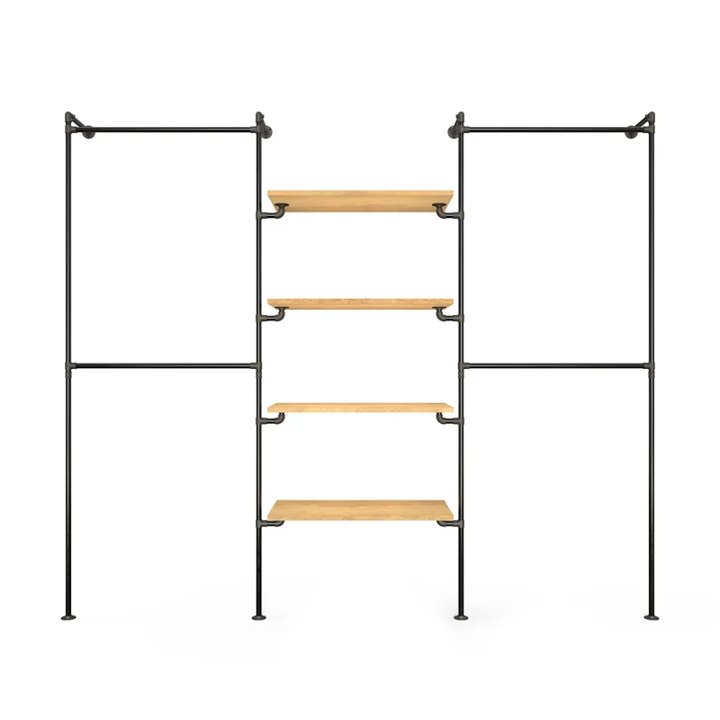Original Walk-In 3 Reihen Kleiderstangensystem - (2 Stangen / 4 Regale / 2 Stangen)
