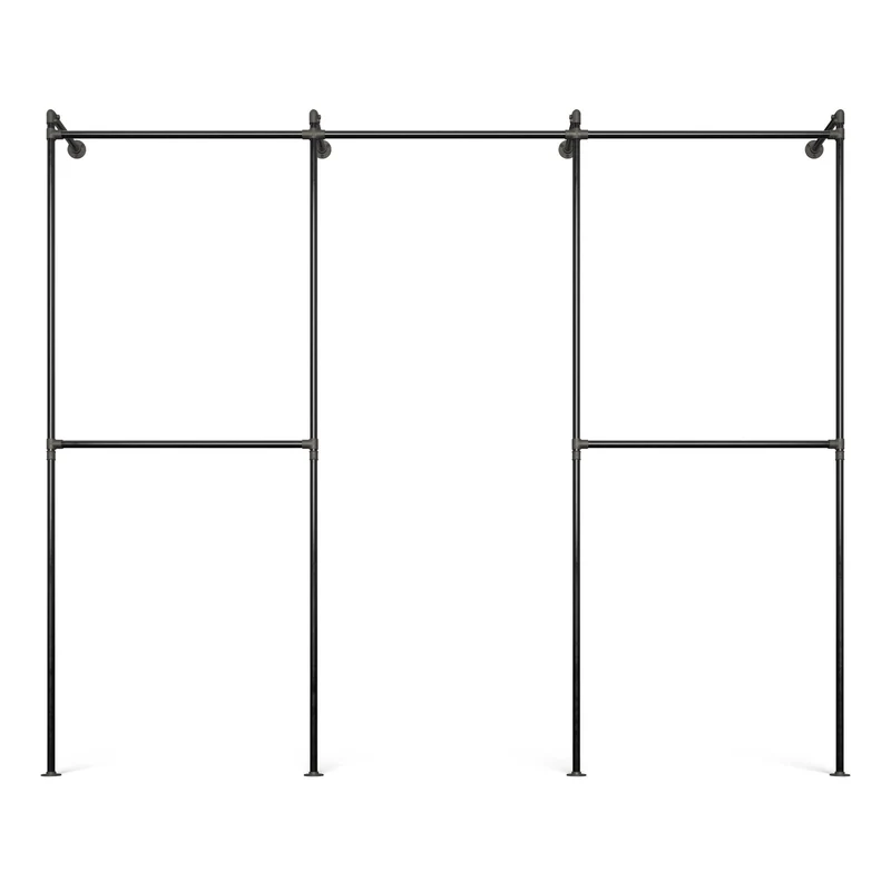 Original Walk-In 3 Reihen Kleiderstangensystem - (2 Stangen / 1 Stange / 2 Stangen)