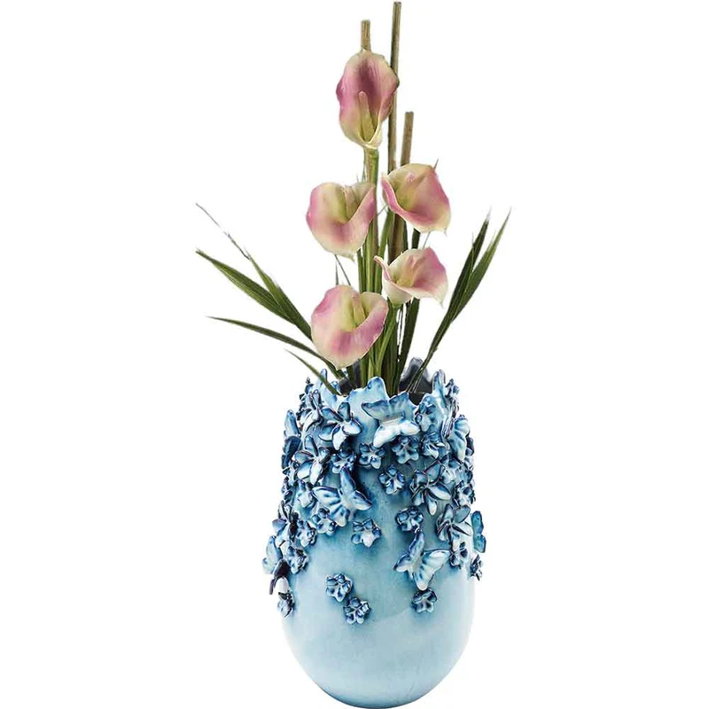 Vase Butterflies Lightblue