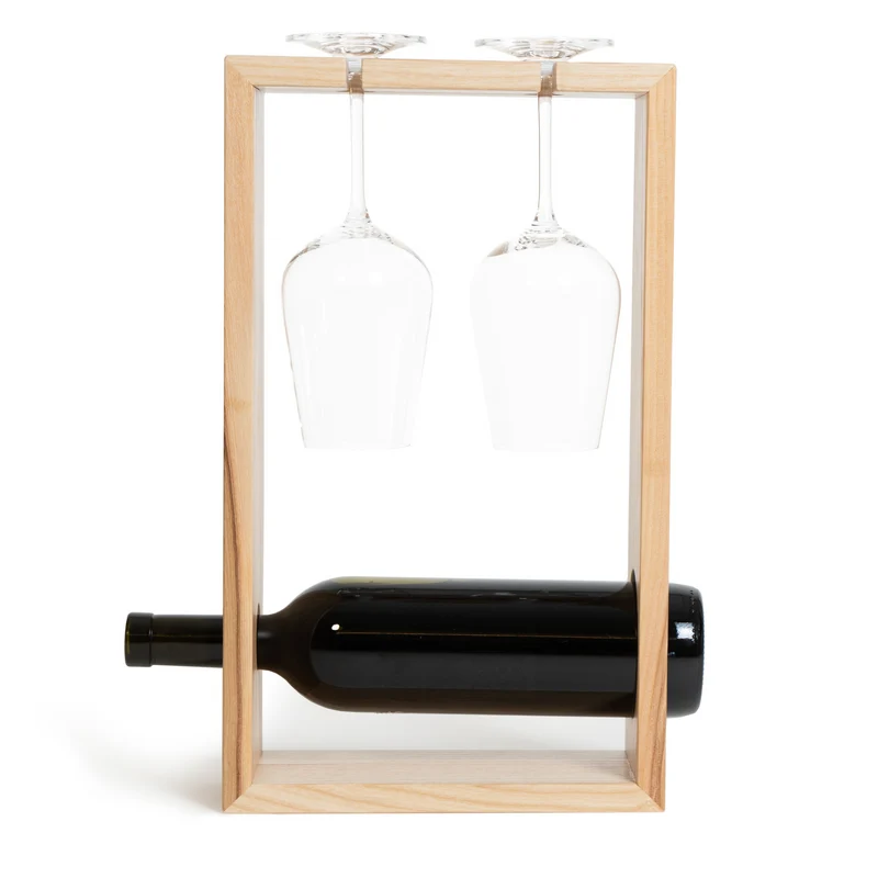 Wooden Wine and Glass Holder Box