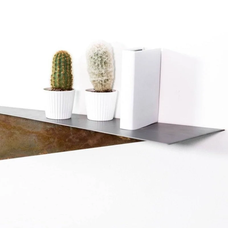 Rustic metal wall hanging shelf