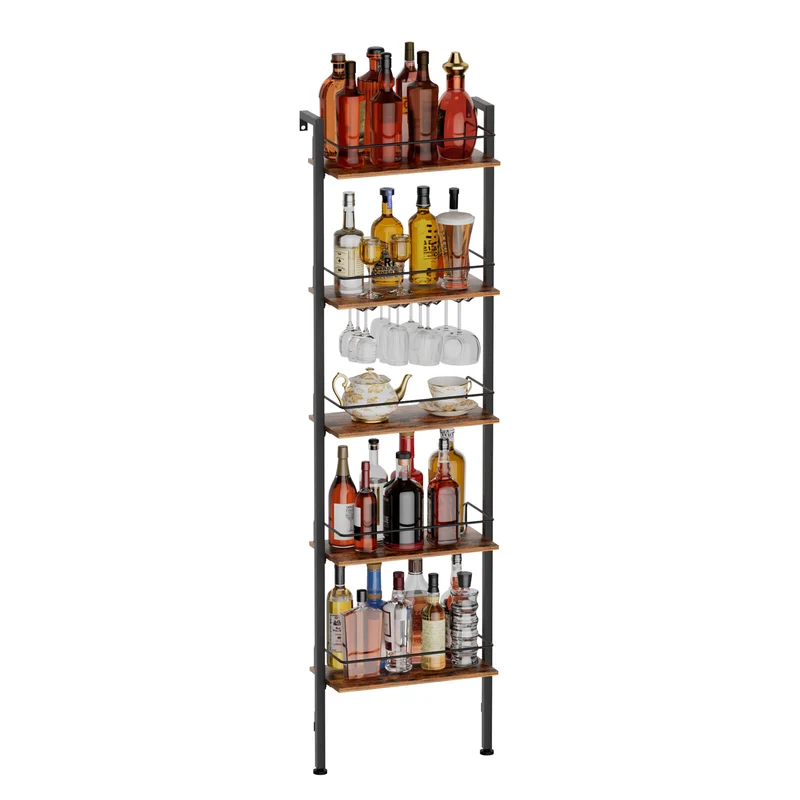 Yorbay 5-stufiges Wand- & Stand-Weinregal mit LED