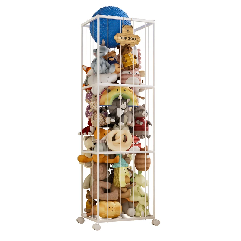 Yorbay Spielzeugregal mit Rollen und elastischen Seilen