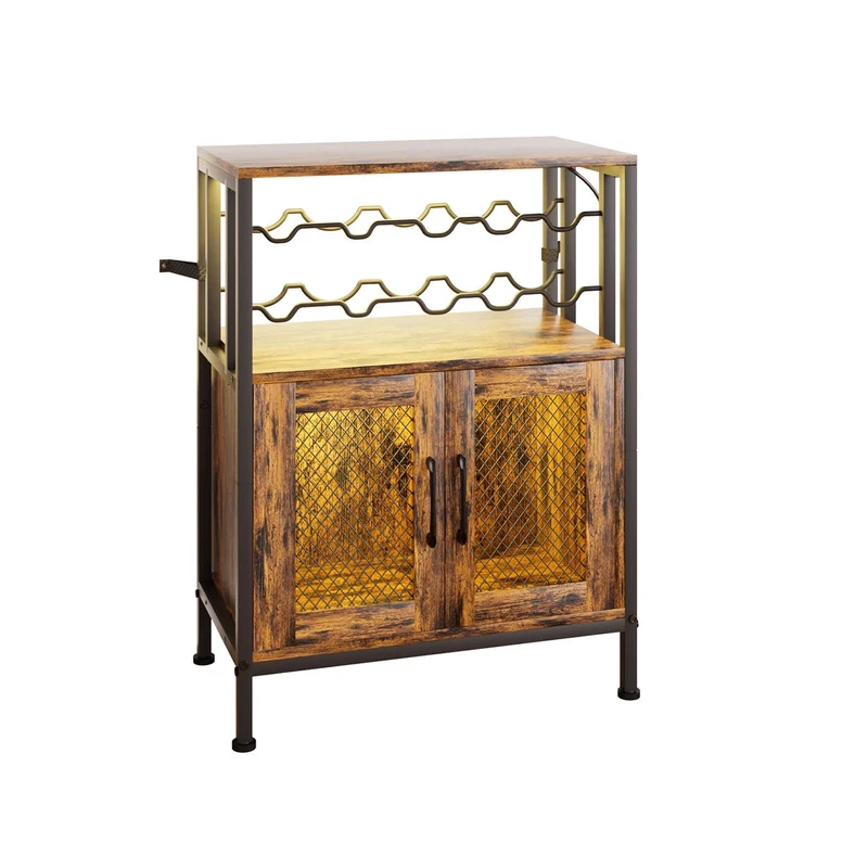 Yorbay Weinschrank mit Flaschenregal, Glashalter und RGB-LED-Beleuchtung