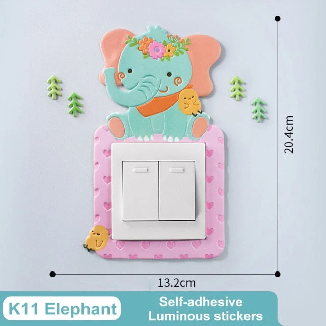 3D Luminous Cartoon Animal Switch Cover Stickers