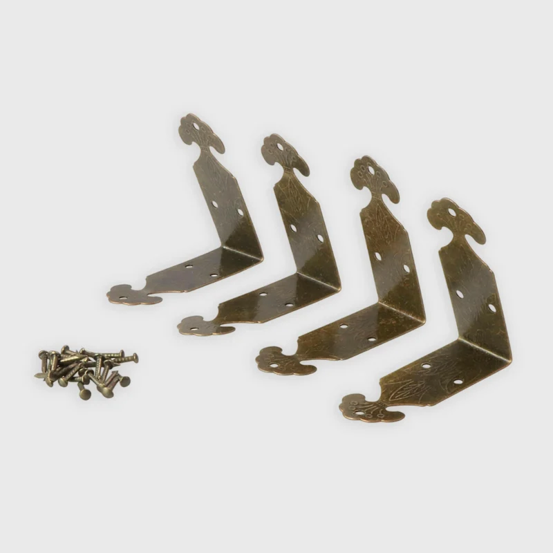 Truhenbeschläge - 4er-Set - Metall - Messingfarben