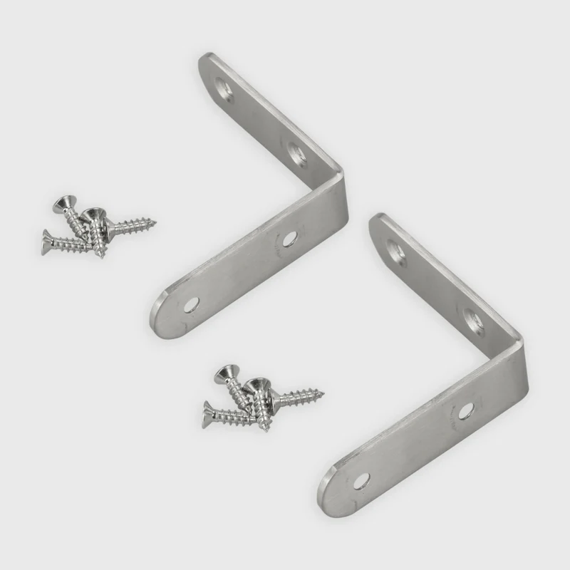 Großer Winkelverbinder - 2er-Set - L-Form - Edelstahl - Silbern
