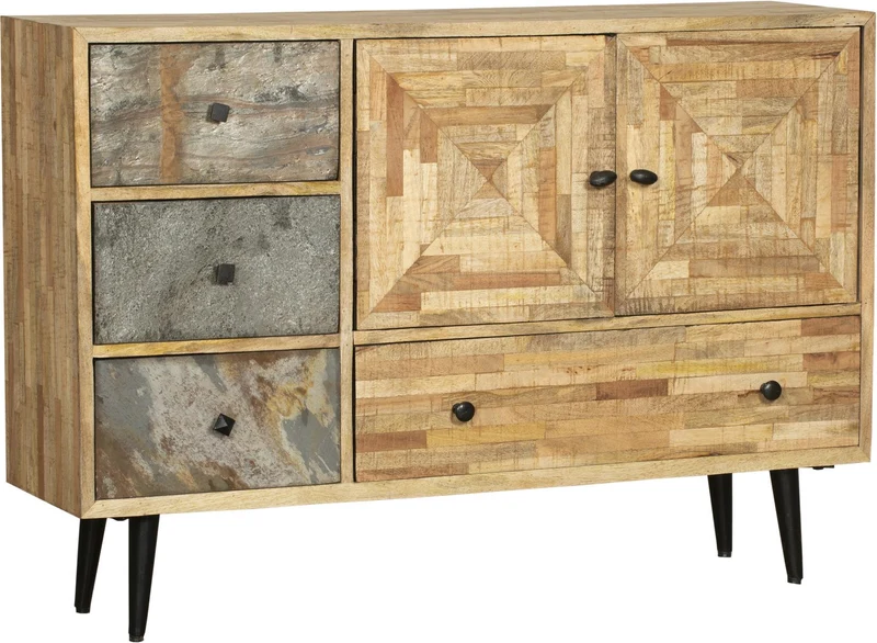 Sideboard Anrichte YAMUNA - recyceltes Holz Mango, Akazie, Teak