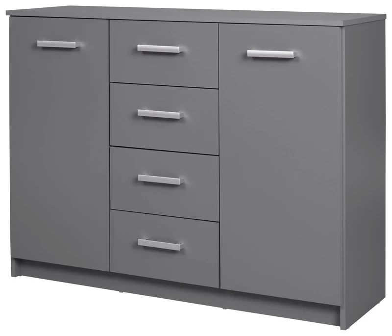 Sideboard Kommode ELENZIO 2T4S Graphit Grau mit 2 Türen 4 Schubladen