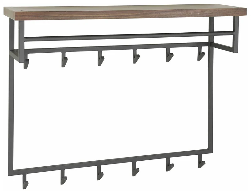 Garderobe Wandgarderobe DAYTON 12 Haken, Hutablage aus Saja Nussbaum