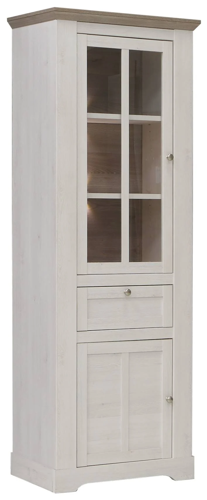 Vitrine ILOPPA 2-trg. 1 Schubladen Optik: Schneeeiche, Forte