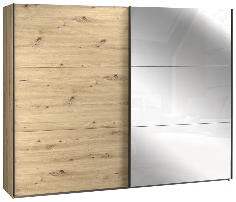 Schwebetürenschrank TRONDHEIM 270 cm Optik: Artisan Eiche mit Spiegel