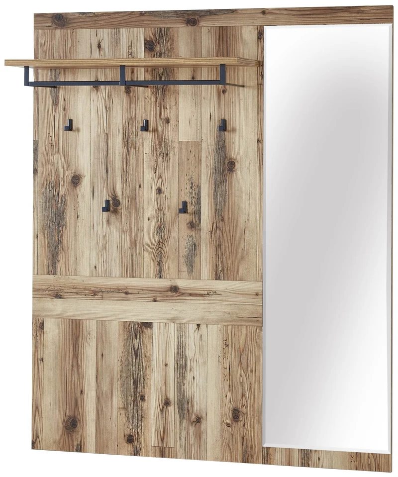 Garderobenpaneel PRATO mit Spiegel Oldwood Alpine Lodge Dekor