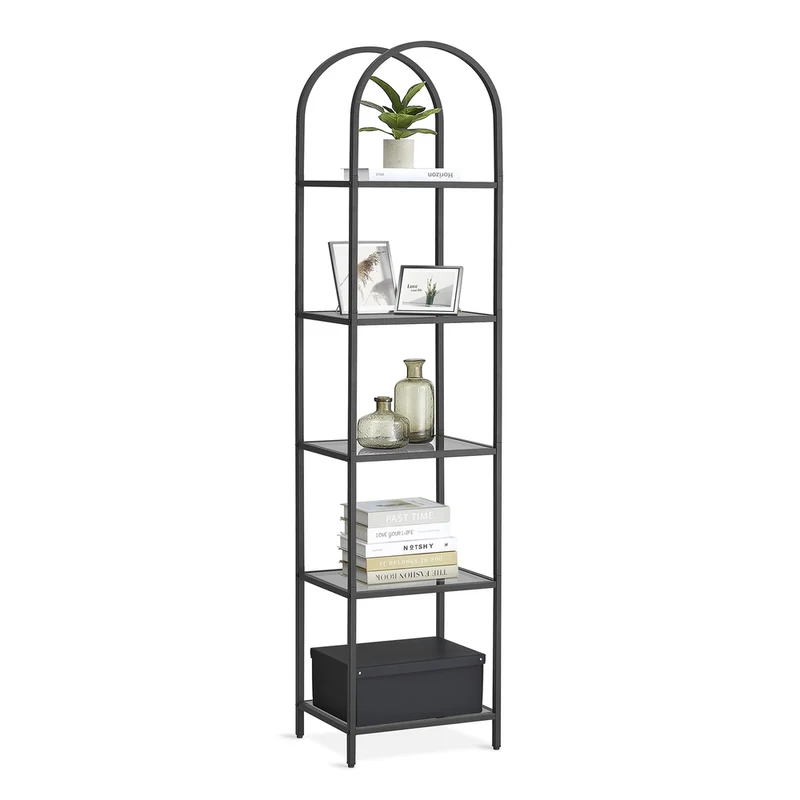 Regal aus Hartglas mit Metallstruktur