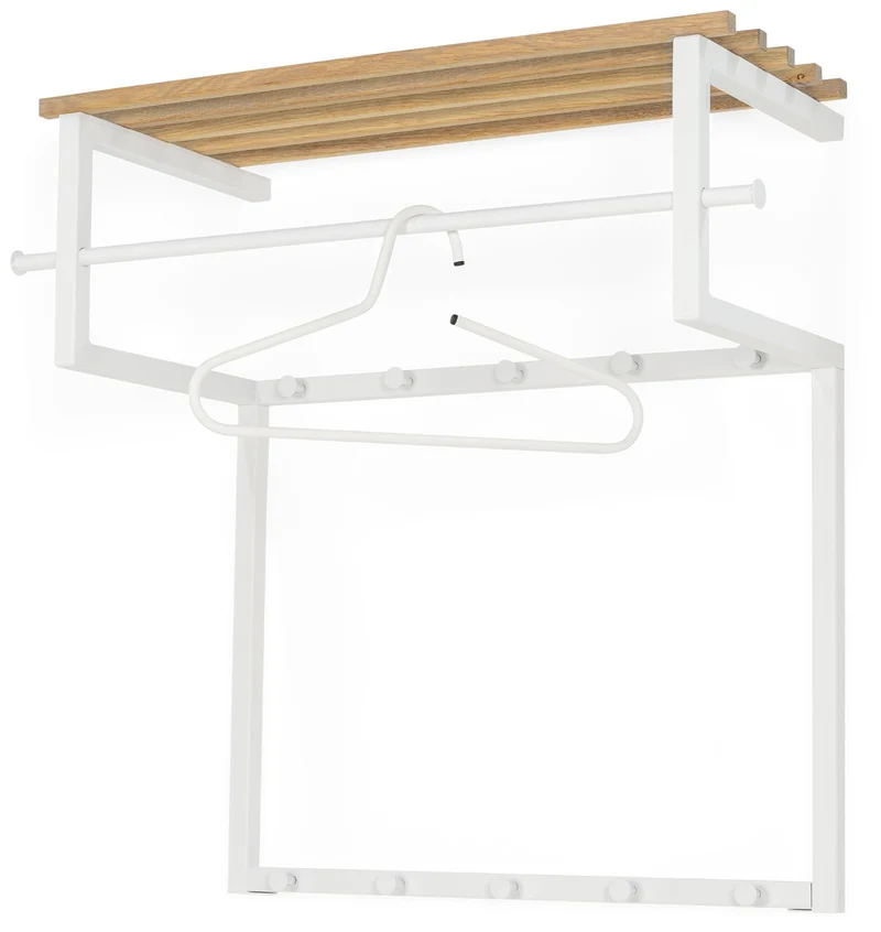 Garderobe Wandgarderobe RIZZOLI Weiß mit Ablage aus Eiche, von Spinder
