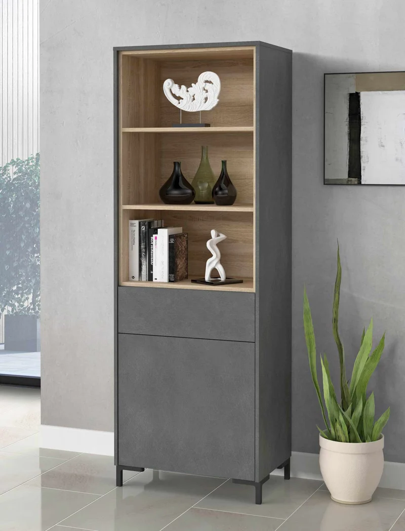 Regal GALACTIQUE 1 Tür Optik Beton grau / Sonoma Eiche von Forte