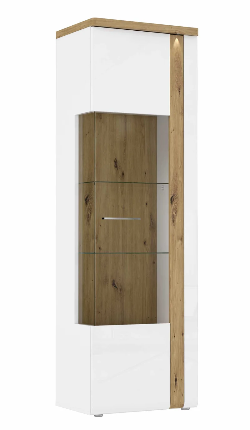 Vitrine TULUZA 1 Tür verglast Optik Weiß / Artisan Eiche, von Forte