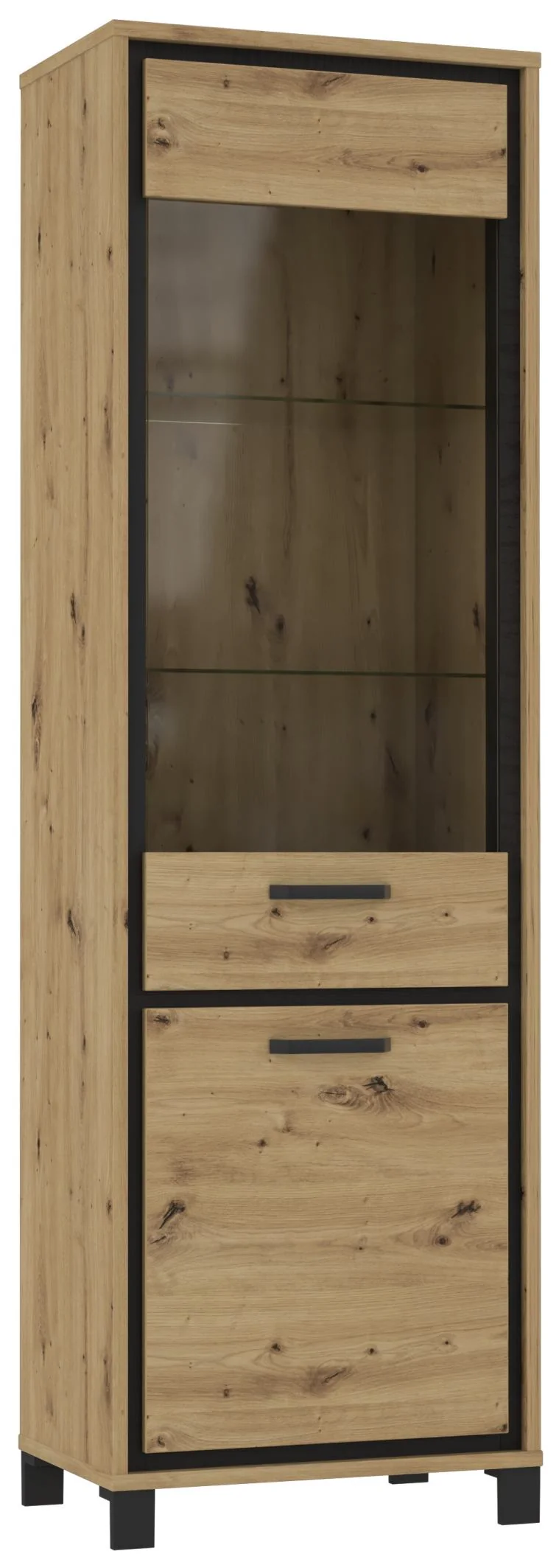 Vitrine TRONDHEIM 2-trg. Artisan Eiche / Schwarzeiche Optik, von Forte