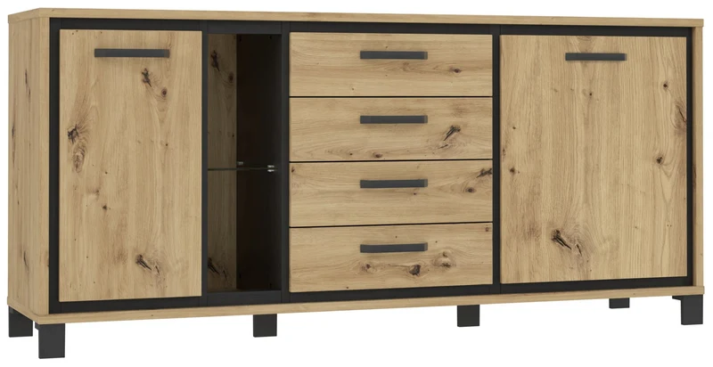 Sideboard TRONDHEIM 2 Türen Artisan Eiche / Schwarzeiche Optik