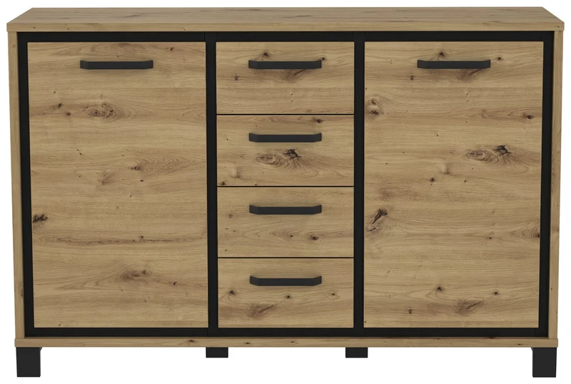 Kommode Sideboard TRONDHEIM K233 Artisan Eiche / Schwarzeiche Optik