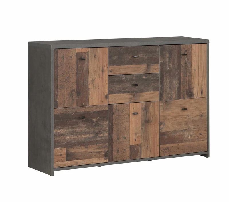 Kommode BEST CHEST K233 5-trg. 2 Schubladen Optik: Old Wood Vintage