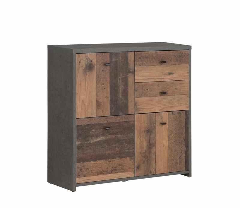 Kommode BEST CHEST K223 3-trg. 2 Schubladen Optik: Old Wood Vintage