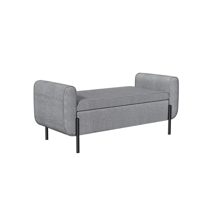 Sitzhocker mit Stauraum Stahlbeine Taubengrau