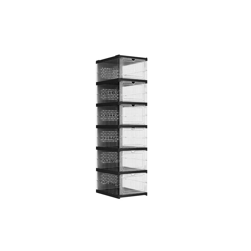 Schuhschrank mit 6 Schuhboxen transparent-tintenschwarz